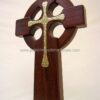 16 Inch Mahogany Celtic Cross with Brass Inlay bottomleft