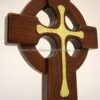 16 Inch Mahogany Celtic Cross with Brass Inlay bottomright