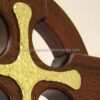 16 Inch Mahogany Celtic Cross with Brass Inlay inlay top closeup
