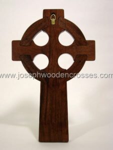 16 Inch Mahogany Celtic Cross with Bronze Resin Inlay back