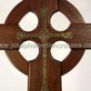 16 Inch Mahogany Celtic Cross with Bronze Resin Inlay front closeup
