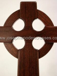 16 Inch Mahogany Irish Celtic Cross front closeup