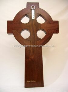 3 Foot Mahogany Irish Celtic Cross Brass Inlay back