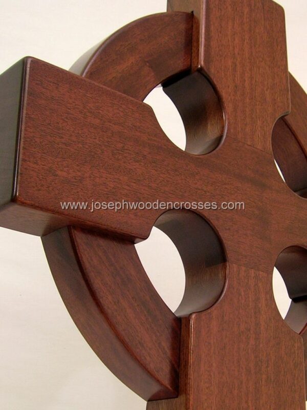 3 Foot Mahogany Irish Celtic Cross bottom right closeup