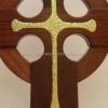 4 Foot Mahogany Irish Celtic Cross Brass Inlay front closeup