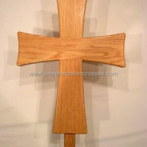 Greek Orthodox processional cross Oak Stand front closeup