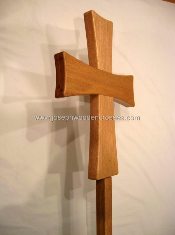 Greek Orthodox processional cross Oak Stand frontright