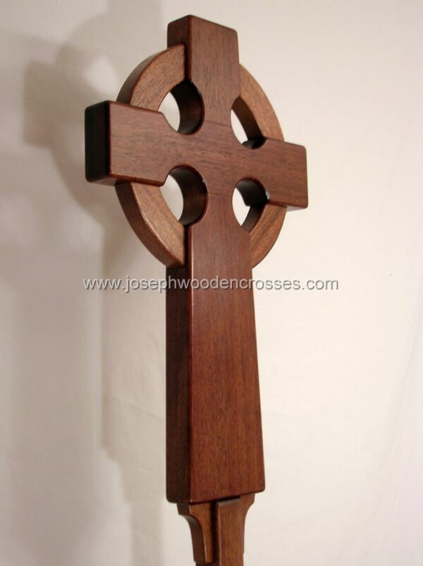 Irish Celtic Processional Cross in Mahogany with Stand bottomright