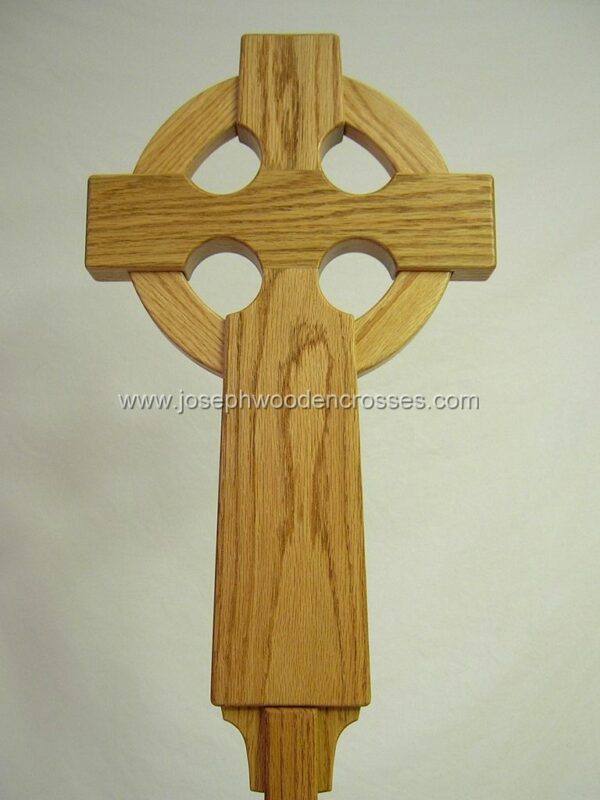 Oak Celtic Processional Cross front close up joseph wooden crosses