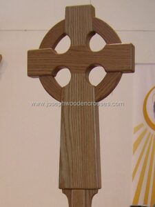 Oak Celtic Processional Cross front right close up joseph wooden crosses