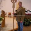 Oak Celtic Processional Cross with Decorative Oak Stand