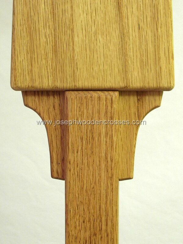 Oak Celtic Processional Cross with Decorative Oak Stand joint detail