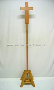 Oak Latin Processional Cross with Stand