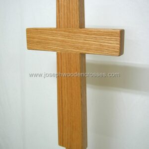 Oak Latin Processional Cross with Stand centerright