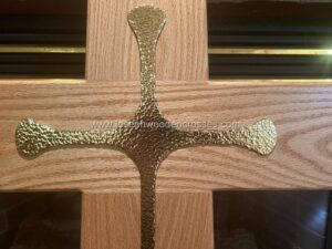 3 Foot Oak Latin Style Christian Cross with Brass Inlay 1